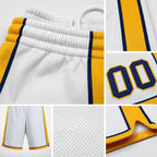 Custom White Navy-Gold Authentic Basketball Shorts detail