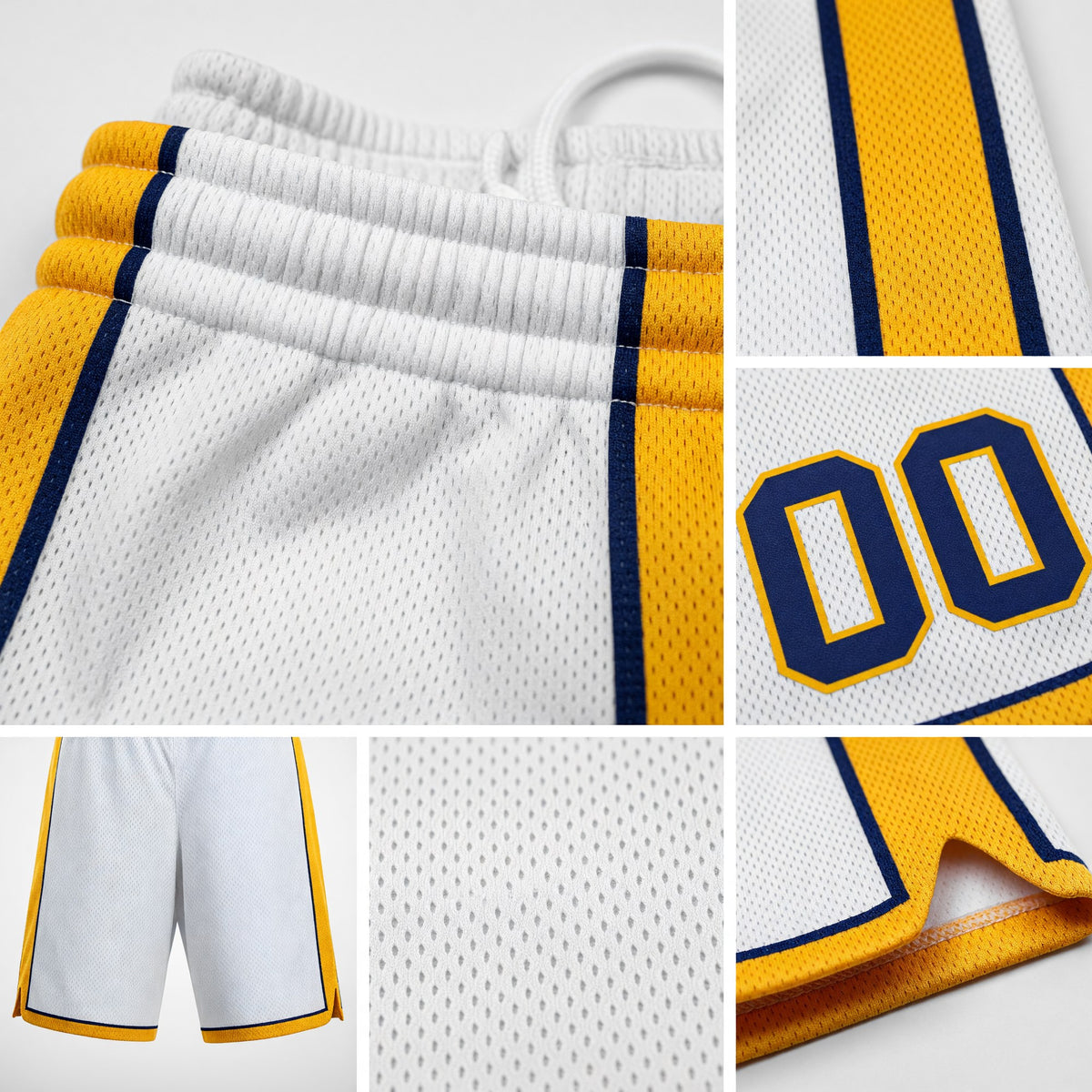 Custom White Navy-Gold Authentic Basketball Shorts detail