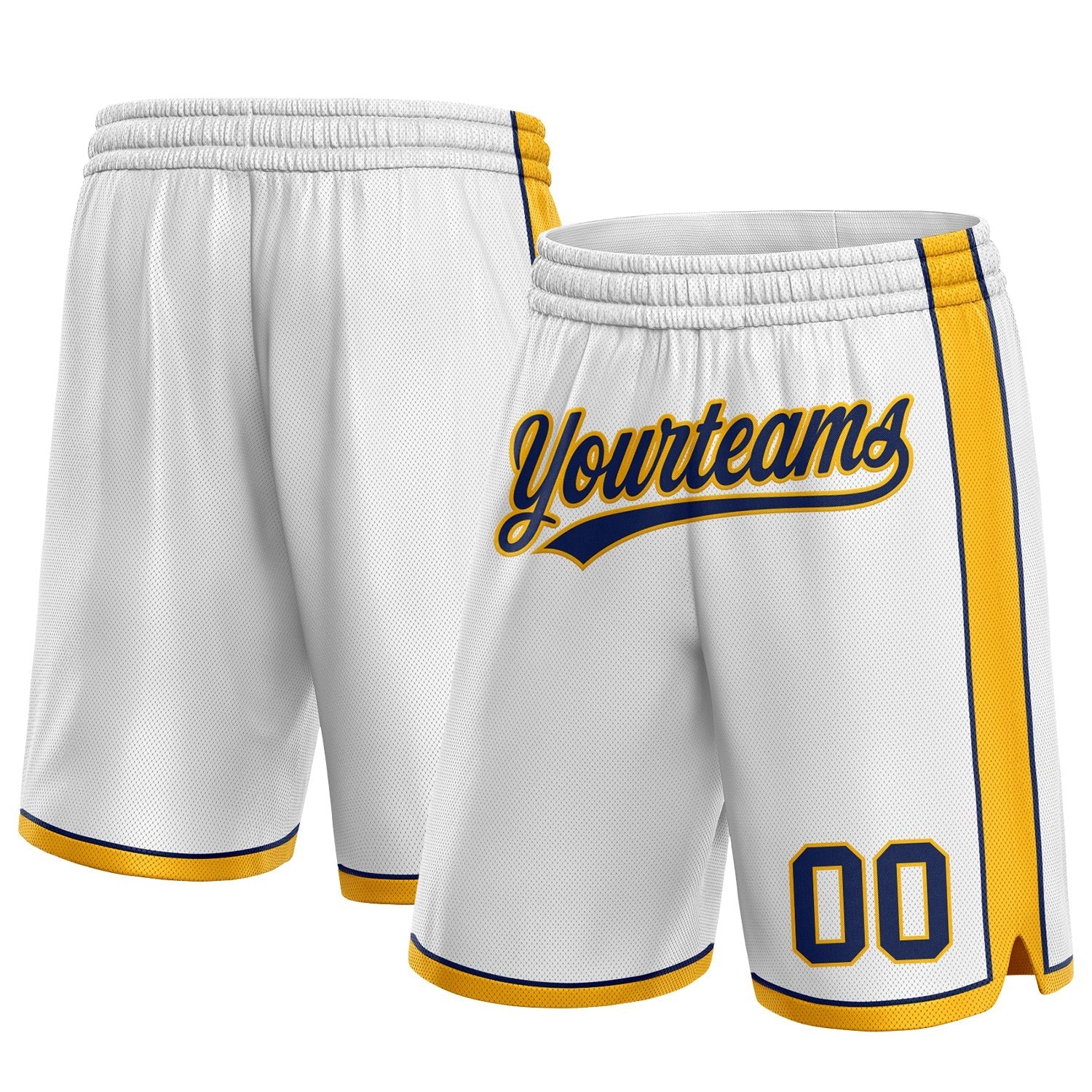 Custom White Navy-Gold Authentic Basketball Shorts photo 1