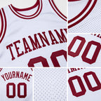 Custom White Maroon Authentic Throwback Basketball Jersey detail