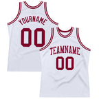 Custom White Maroon Authentic Throwback Basketball Jersey photo 1