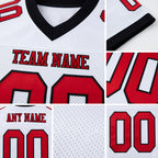Custom White Red-Black Mesh Authentic Football Jersey detail