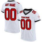 Custom White Red-Black Mesh Authentic Football Jersey photo 1