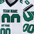 Custom White Kelly Green-Black Mesh Authentic Football Jersey detail