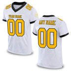 Custom White Gold-Black Mesh Authentic Football Jersey