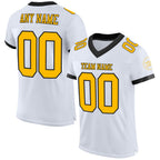 Custom White Gold-Black Mesh Authentic Football Jersey photo 1