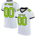 Custom White Neon Green-Black Mesh Authentic Football Jersey