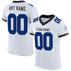Custom White Royal-Black Mesh Authentic Football Jersey photo 1