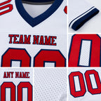 Custom White Red-Navy Mesh Authentic Football Jersey detail
