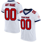 Custom White Red-Navy Mesh Authentic Football Jersey photo 1