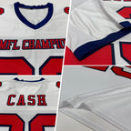 Custom White Red-Navy Mesh Authentic Football Jersey photo 2