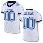 Custom White Light Blue-Navy Mesh Authentic Football Jersey
