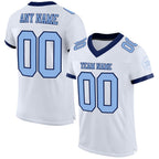 Custom White Light Blue-Navy Mesh Authentic Football Jersey photo 1
