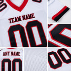 Custom White Black-Red Mesh Authentic Football Jersey detail