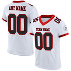 Custom White Black-Red Mesh Authentic Football Jersey photo 1