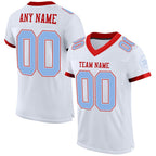 Custom White Light Blue-Red Mesh Authentic Football Jersey photo 1