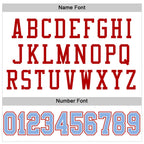 Custom White Light Blue-Red Mesh Authentic Football Jersey photo 3