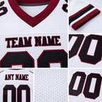 Custom White Black-Burgundy Mesh Authentic Football Jersey detail