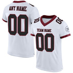 Custom White Black-Burgundy Mesh Authentic Football Jersey photo 1
