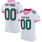 Custom White Kelly Green-Pink Mesh Authentic Football Jersey photo 1