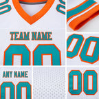 Custom White Aqua-Orange Mesh Authentic Football Jersey detail