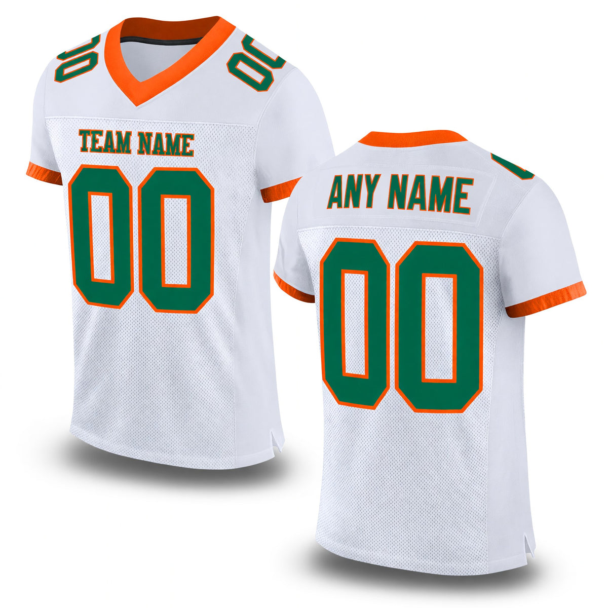 Custom White Kelly Green-Orange Mesh Authentic Football Jersey