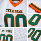Custom White Kelly Green-Orange Mesh Authentic Football Jersey detail