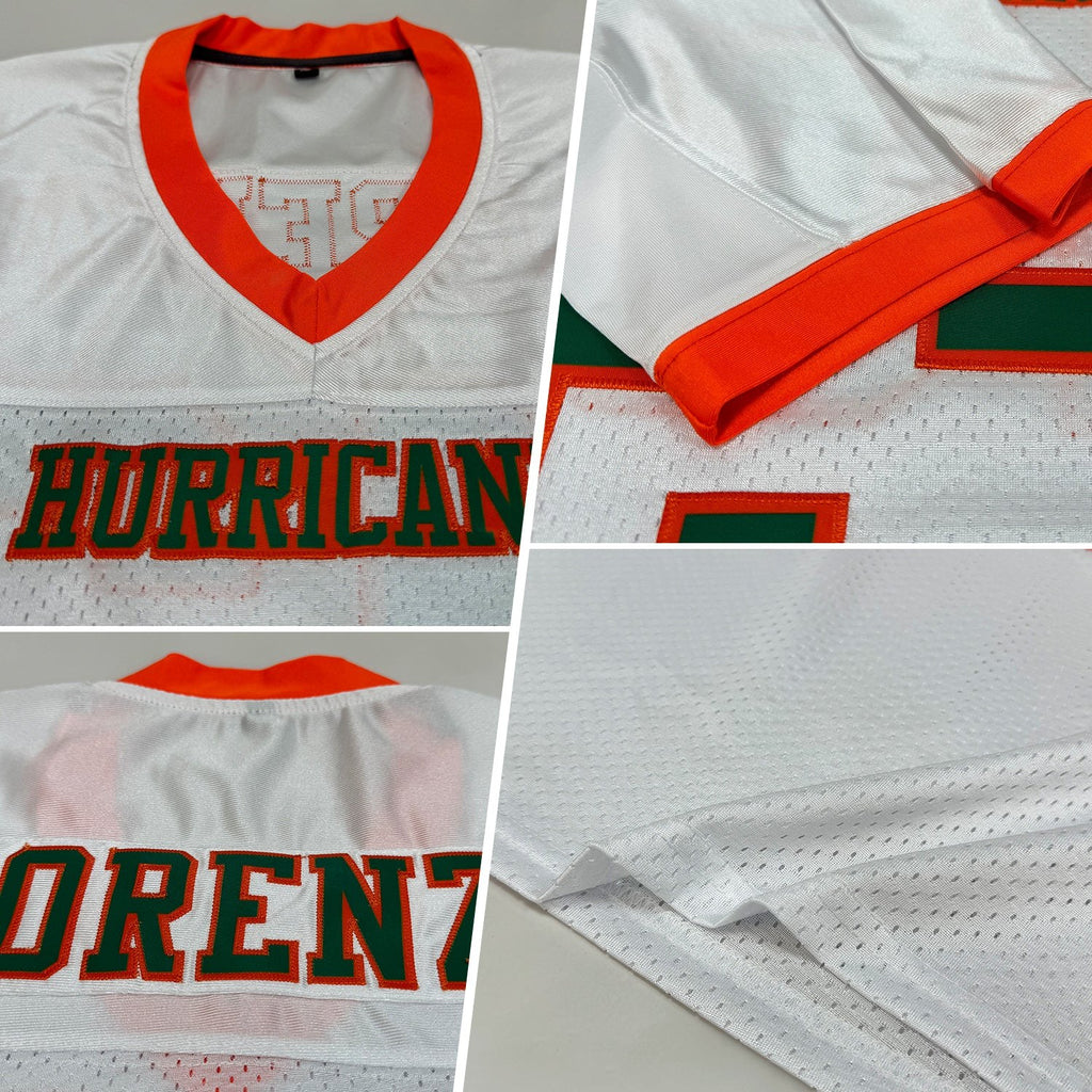 Custom White Kelly Green-Orange Mesh Authentic Football Jersey photo 2