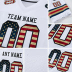 Custom White Vintage USA Flag-Black Mesh Authentic Football Jersey detail