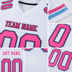 Custom White Pink Black-Light Blue Mesh Authentic Football Jersey detail