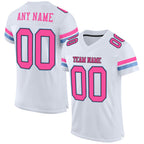 Custom White Pink Black-Light Blue Mesh Authentic Football Jersey photo 1