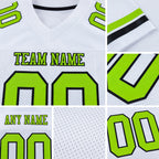 Custom White Neon Green-Black Mesh Authentic Football Jersey detail
