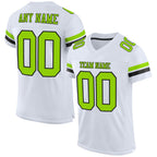 Custom White Neon Green-Black Mesh Authentic Football Jersey photo 1