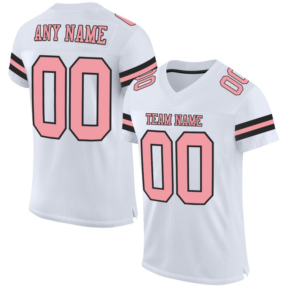 Custom White Medium Pink-Black Mesh Authentic Football Jersey photo 1