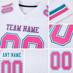 Custom White Pink-Teal Mesh Authentic Football Jersey detail