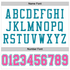 Custom White Pink-Teal Mesh Authentic Football Jersey photo 2