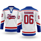 Custom White Red-Royal Hockey Lace Neck Jersey