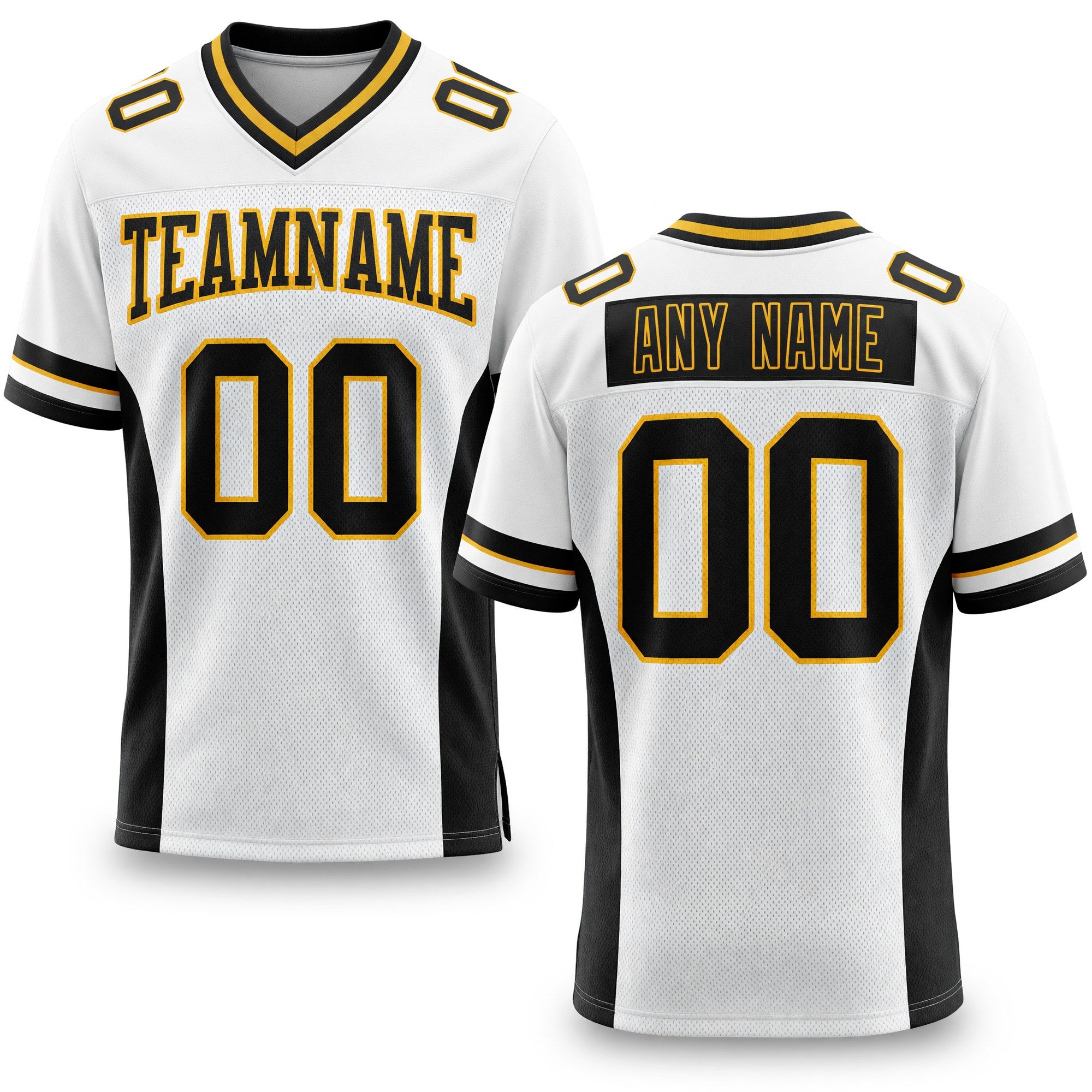 Custom White Black-Gold Authentic Football Jersey