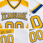 Custom White Gold-Royal Authentic Football Jersey detail