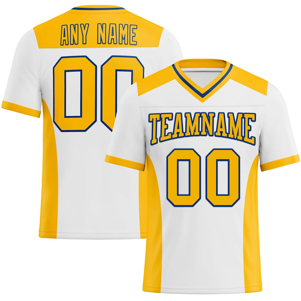Custom White Gold-Royal Authentic Football Jersey photo 1