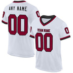 Custom White Maroon-Black Mesh Authentic Throwback Football Jersey photo 1