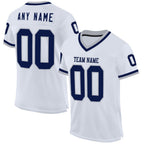 Custom White Navy-Gray Mesh Authentic Throwback Football Jersey photo 1