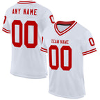 Custom White Red Mesh Authentic Throwback Football Jersey photo 1