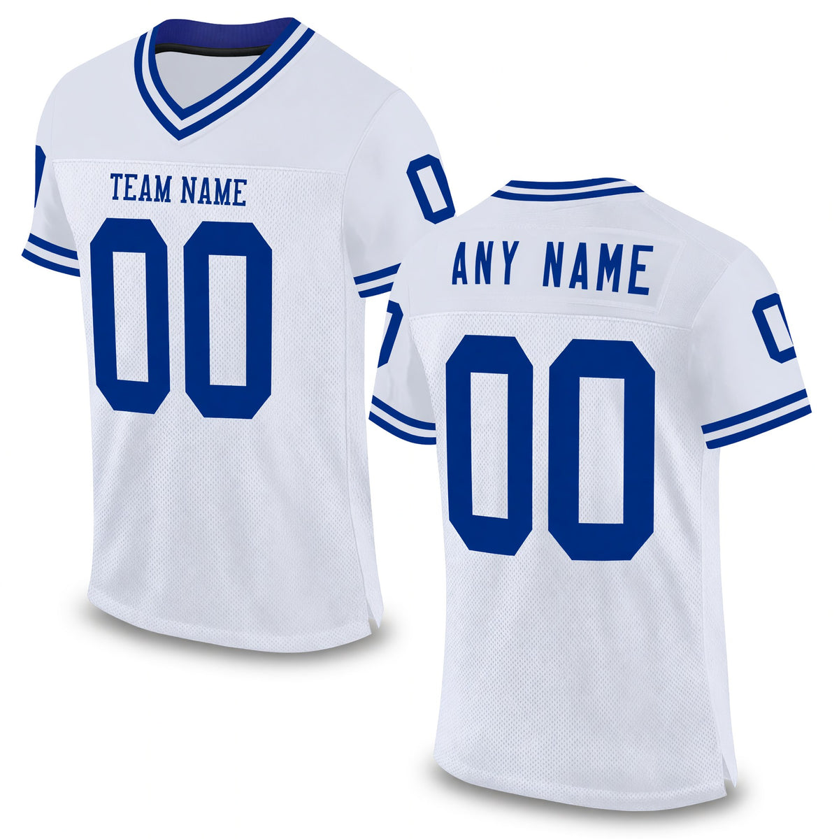 Custom White Royal Mesh Authentic Throwback Football Jersey