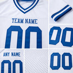 Custom White Royal Mesh Authentic Throwback Football Jersey detail