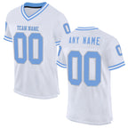 Custom White Light Blue-Gray Mesh Authentic Throwback Football Jersey