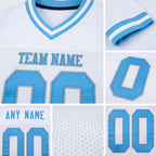 Custom White Light Blue-Gray Mesh Authentic Throwback Football Jersey detail