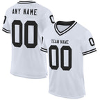 Custom White Black Mesh Authentic Throwback Football Jersey photo 1