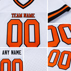 Custom White Orange-Black Mesh Authentic Throwback Football Jersey detail