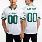 Custom White Kelly Green Mesh Authentic Throwback Football Jersey worn front and back